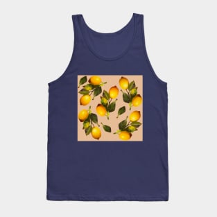 Seamless pattern with lemons and leaves Tank Top